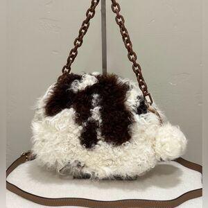 HandmadeâNatural Curly Shearling Handbag, Real Lamb Fur Shoulder Bag/Crossbody